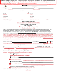 Form CC-DR-055BLS Affidavit of Service (Hand Delivery/Private Process) - Maryland (English/Spanish)