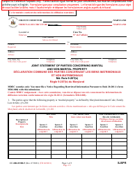 Document preview: Form CC-DR-033BLF Joint Statement of Parties Concerning Marital and Non-marital Property - Maryland (English/Spanish)