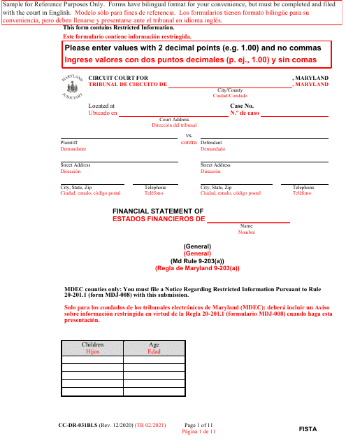 Form CC-DR-031BLS  Printable Pdf