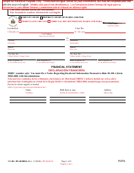 Form CC-DC-DV-004BLS Financial Statement - Maryland (English/Spanish)