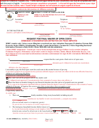 Document preview: Form CC-DC-090BLF Request for Final Waiver of Open Costs - Maryland (English/French)