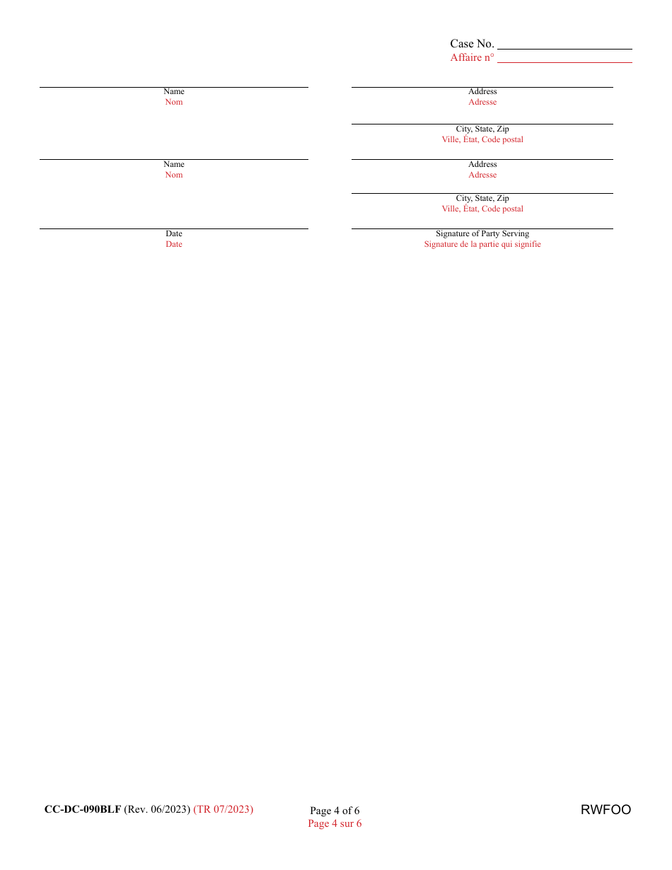 Form CC-DC-090BLF Request for Final Waiver of Open Costs - Maryland (English / French), Page 4