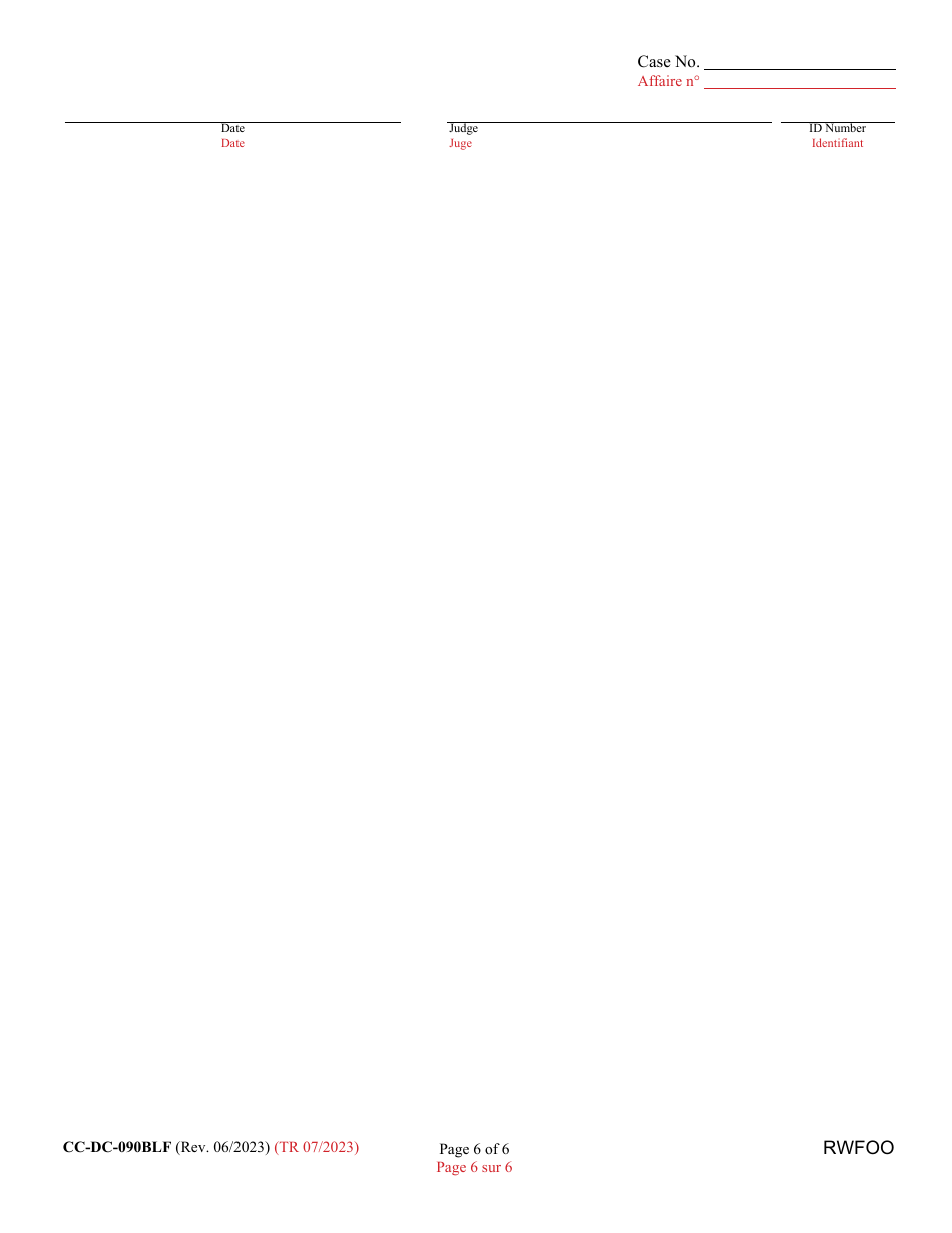 Form CC-DC-090BLF Request for Final Waiver of Open Costs - Maryland (English / French), Page 6