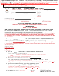 Form CC-DC-089BLF Request for Waiver of Prepaid Costs - Maryland (English/French)