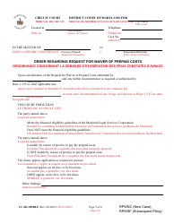 Form CC-DC-089BLF Request for Waiver of Prepaid Costs - Maryland (English/French), Page 5