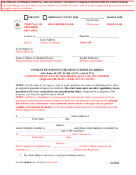 Document preview: Form CC-GN-030BLF Consent of Substituted or Successor Guardian - Maryland (English/French)