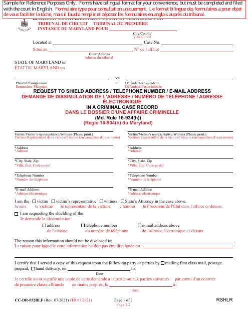 Form CC-DR-052BLF  Printable Pdf
