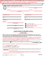 Document preview: Form DC-CV-065BLF Request for Writ of Garnishment of Wages - Maryland (English/French)