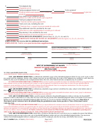 Form DC-CV-065BLF Request for Writ of Garnishment of Wages - Maryland (English/French), Page 2