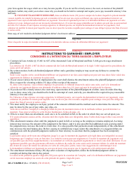 Form DC-CV-065BLF Request for Writ of Garnishment of Wages - Maryland (English/French), Page 3