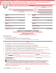 Document preview: Form DC-CV-089BLS Complaint for Wrongful Detainer - Maryland (English/Spanish)