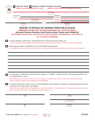 Form CC-DC-DV-026BLF Request to Withold My Address From Public Access (Domestic Violence Protective Order Petitions Under Family Law 4-504(B)(2)) - Maryland (English/French)