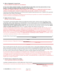 Form 9-102.2 (CC-DR-100BLS) Consent of Parent to a Public Agency Adoption Without Prior Termination of Parental Rights - Maryland (English/Spanish), Page 3