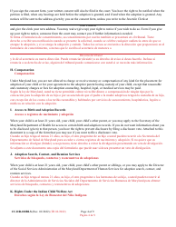 Form 9-102.2 (CC-DR-100BLS) Consent of Parent to a Public Agency Adoption Without Prior Termination of Parental Rights - Maryland (English/Spanish), Page 4