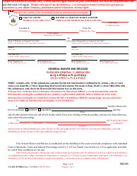 Document preview: Form CC-DC-077BLS General Waiver and Release - Maryland (English/Spanish)