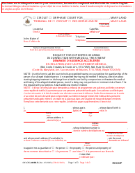 Document preview: Form CC-GN-048BLF Request for Expedited Hearing in Connection With Medical Treatment - Maryland (English/French)