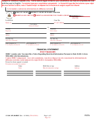 Form CC-DC-DV-004BLF Financial Statement - Maryland (English/French)