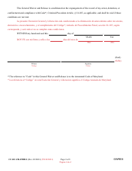 Form CC-DC-CR-078BLS General Waiver and Release - Maryland (English/Spanish), Page 2