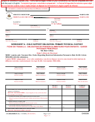 Document preview: Form CC-DR-034BLF Worksheet A Child Support Obligation: Primary Physical Custody - Maryland (English/French)