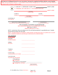 Document preview: Form CC-GN-049BLS Pre-hearing Statement (Guardianship) - Maryland (English/Spanish)