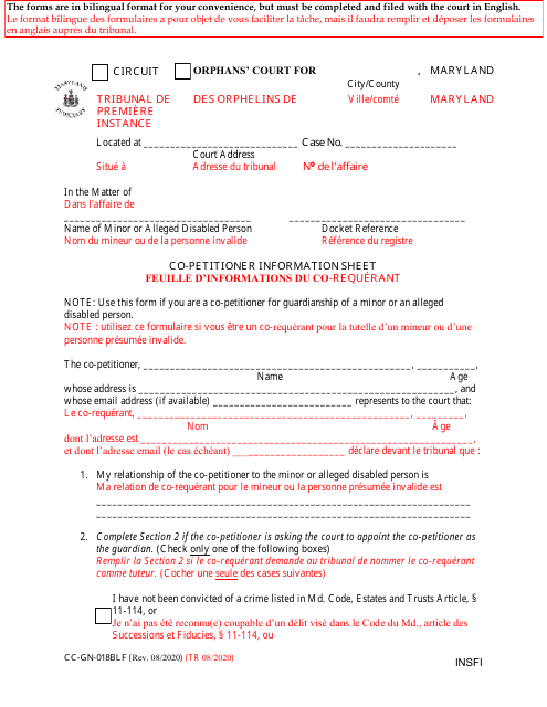 Form CC-GN-018BLF  Printable Pdf