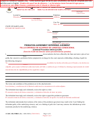 Document preview: Form CC-DC-CR-170BLS Probation Agreement Deferring Judgment - Maryland (English/Spanish)