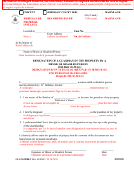 Document preview: Form CC-GN-009BLF Designation of a Guardian of the Property by a Minor or Disabled Person - Maryland (English/French)