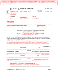Document preview: Form CC-GN-023BLF Prospective Guardian Information Sheet - Maryland (English/French)