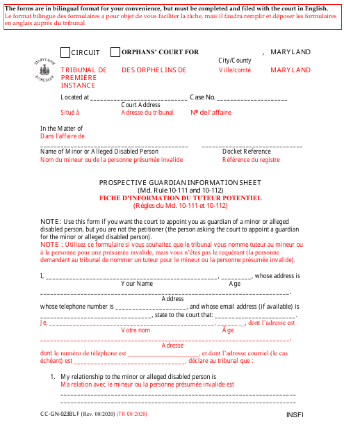 Form CC-GN-023BLF  Printable Pdf