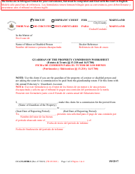 Document preview: Form CC-GN-025BLS Guardian of the Property Commission Worksheet - Maryland (English/Spanish)