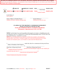 Form CC-GN-025BLS Guardian of the Property Commission Worksheet - Maryland (English/Spanish)