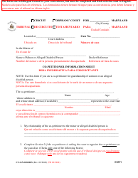Document preview: Form CC-GN-018-BLS Co-petitioner Information Sheet - Maryland (English/Spanish)