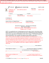 Document preview: Form CC-GN-039BLF Waiver of Notice - Interested Person - Maryland (English/French)