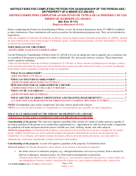 Document preview: Instructions for Form CC-GN-001BLS Petition for Guardianship of Minor - Maryland (English/Spanish)