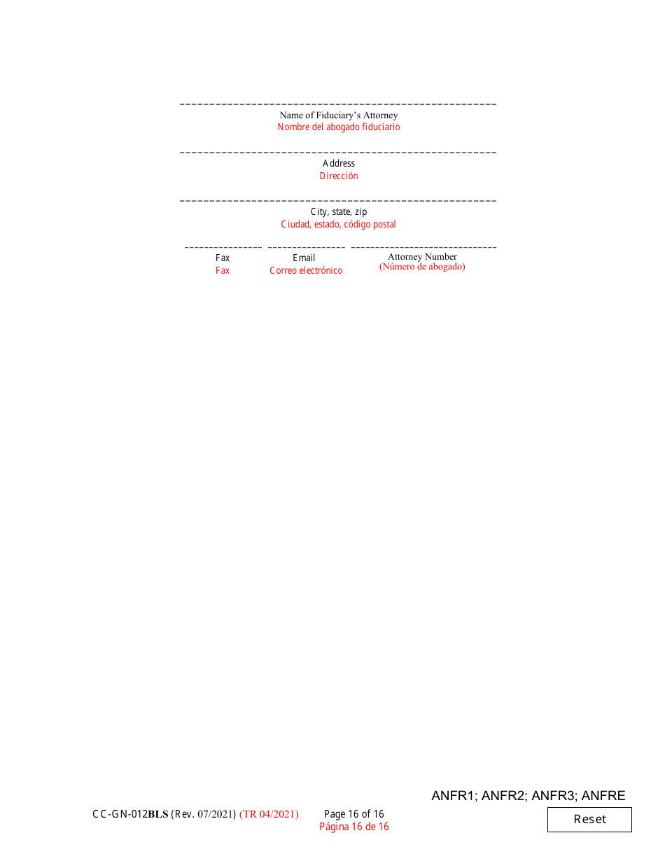Form CC-GN-012BLS Fiduciarys Account - Maryland (English / Spanish), Page 16