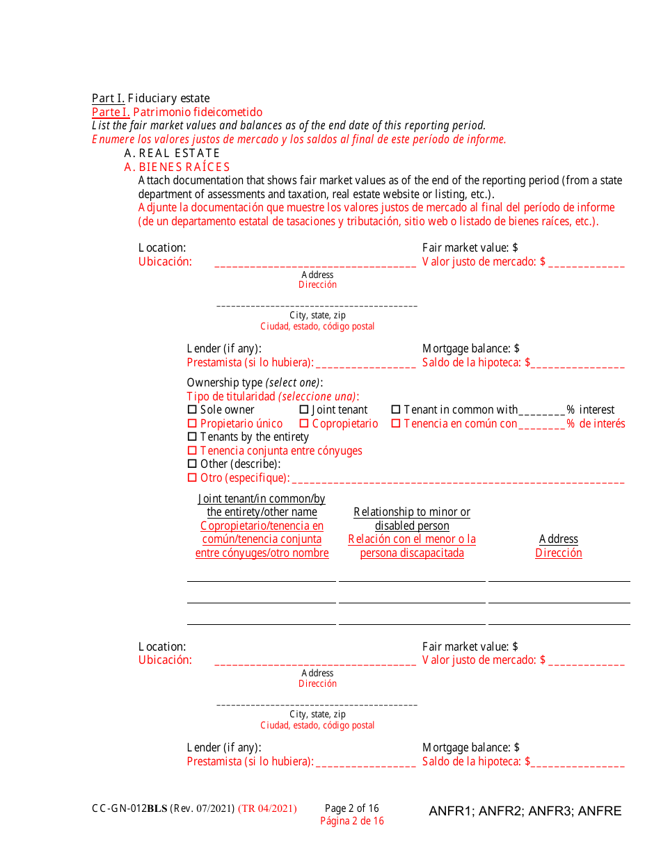 Form CC-GN-012BLS Fiduciarys Account - Maryland (English / Spanish), Page 2