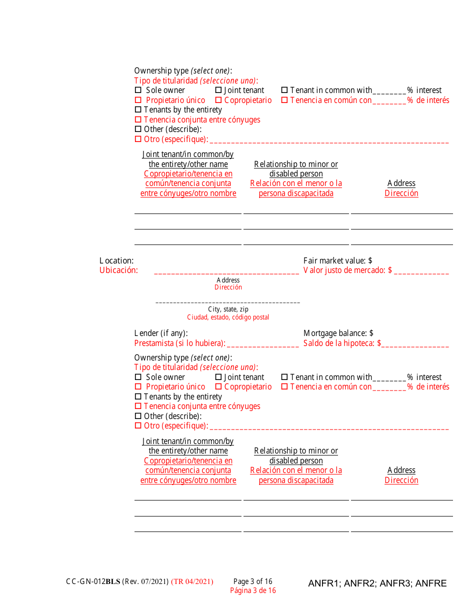 Form CC-GN-012BLS Fiduciarys Account - Maryland (English / Spanish), Page 3
