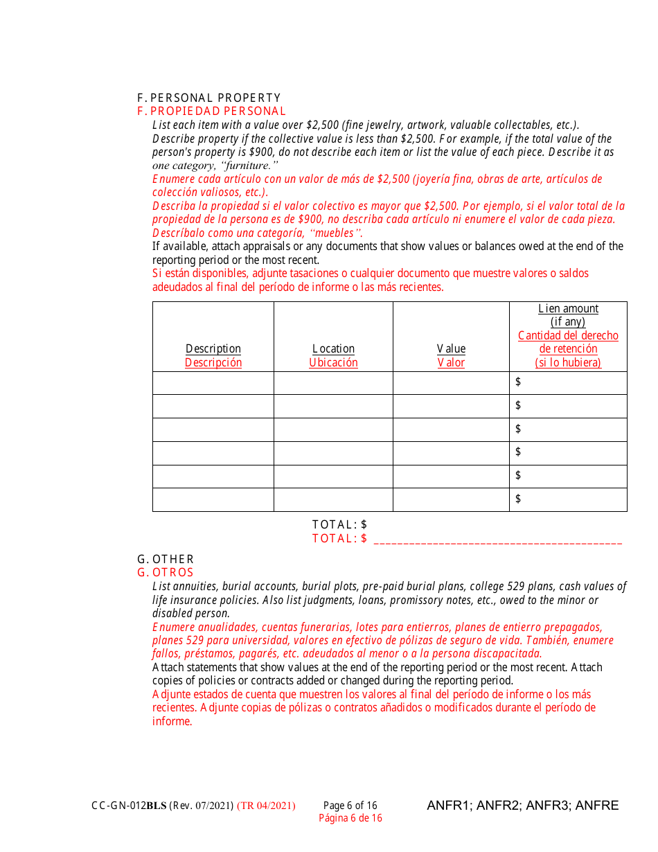 Form CC-GN-012BLS Fiduciarys Account - Maryland (English / Spanish), Page 6