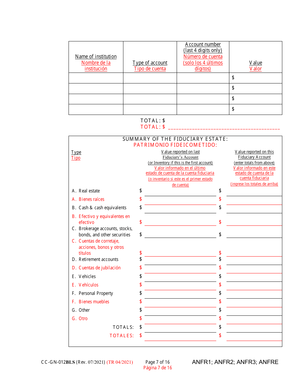 Form CC-GN-012BLS Fiduciarys Account - Maryland (English / Spanish), Page 7