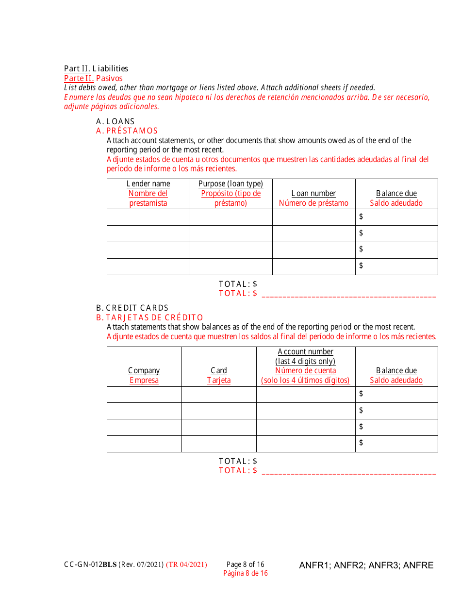 Form CC-GN-012BLS Fiduciarys Account - Maryland (English / Spanish), Page 8