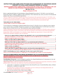 Document preview: Instructions for Form CC-GN-002BLS Petition for Guardianship of Alleged Disabled Person - Maryland (English/Spanish)
