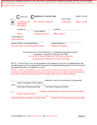 Form CC-GN-025BLF Guardian of the Property Commission Worksheet - Maryland (English/French)