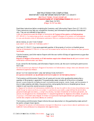Document preview: Instructions for Form CC-GN-011BLF Inventory and Information Report - Maryland (English/French)