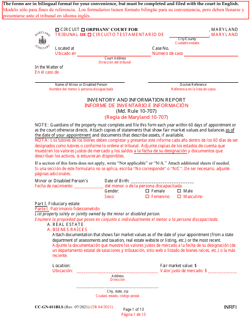 Form CC-GN-011BLS  Printable Pdf