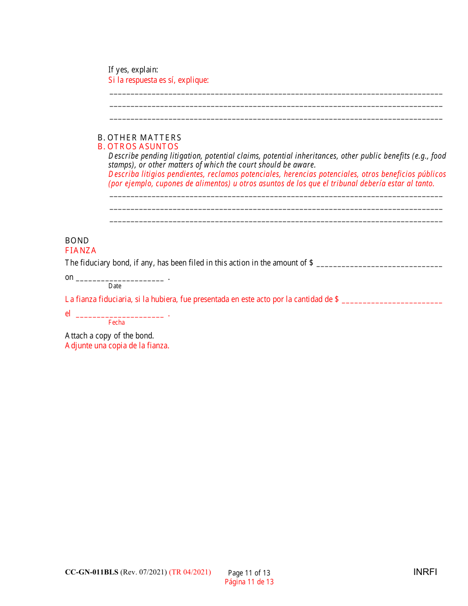 Form CC-GN-011BLS Inventory and Information Report - Maryland (English / Spanish), Page 11