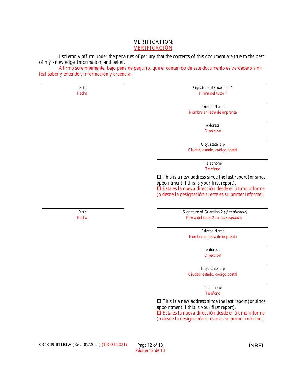 Form CC-GN-011BLS Inventory and Information Report - Maryland (English / Spanish), Page 12