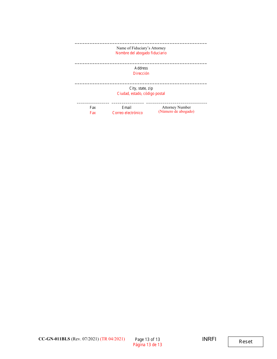 Form CC-GN-011BLS Inventory and Information Report - Maryland (English / Spanish), Page 13