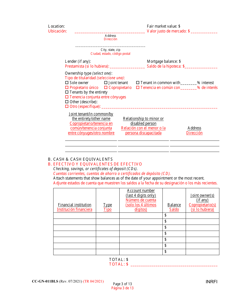 Form CC-GN-011BLS Inventory and Information Report - Maryland (English / Spanish), Page 3