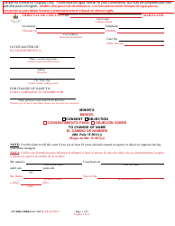 Document preview: Form CC-DR-119BLS Minor's Consent/Objection to Change of Name - Maryland (English/Spanish)