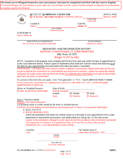 Form CC-GN-011BLF  Printable Pdf